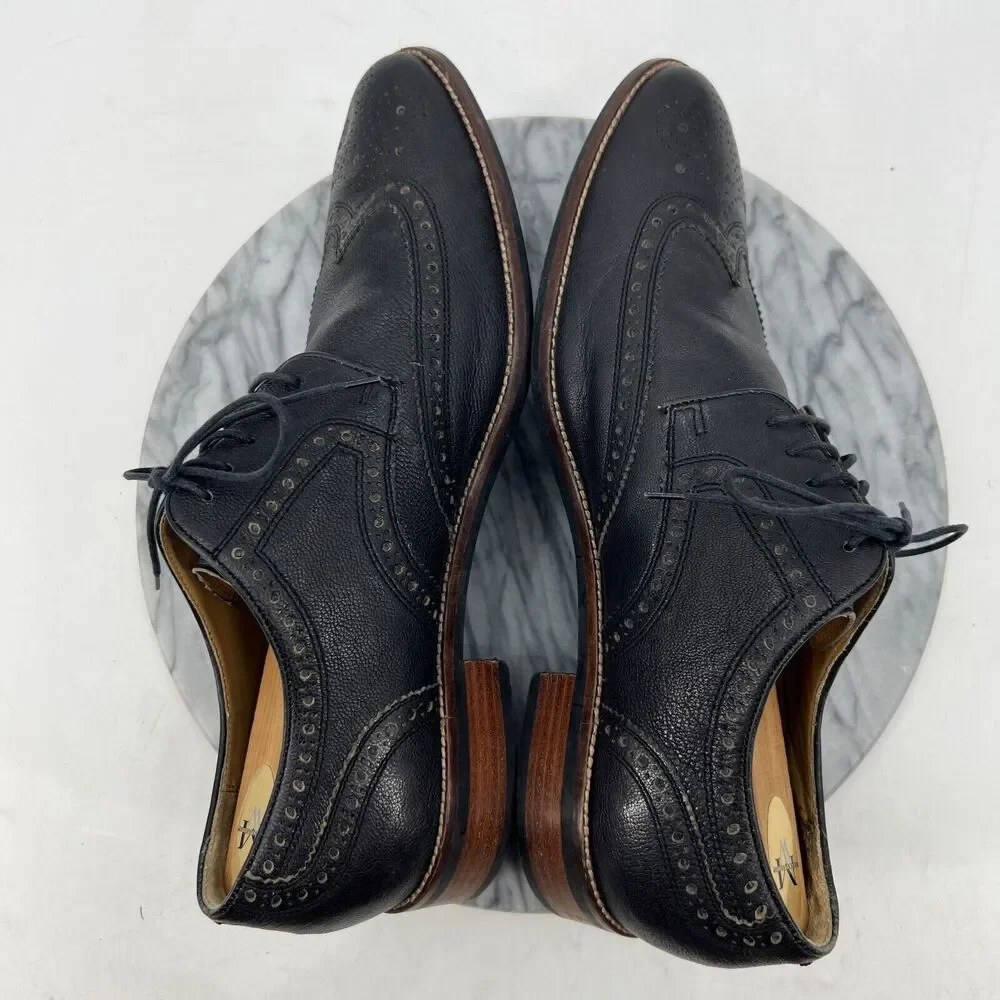 Cole Haan Wingtip Oxford Shoes Mens 11.5 Black Pebbled Leather Lace Up Business